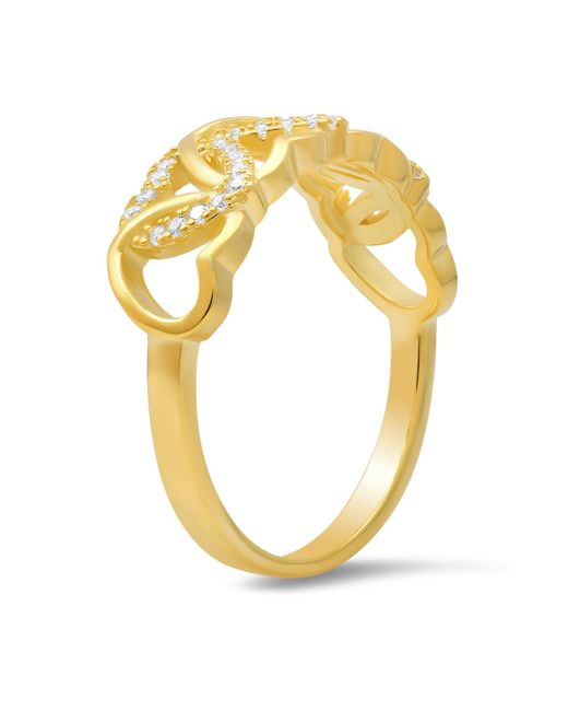 Kylie Harper Metallic Interlocking Hearts Diamond Cz Ring
