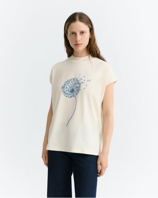 Thinking Mu White Ecru Dandelion Volta T-Shirt