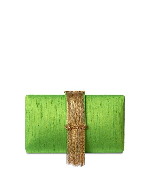Simitri Green Moss Fringe Clutch