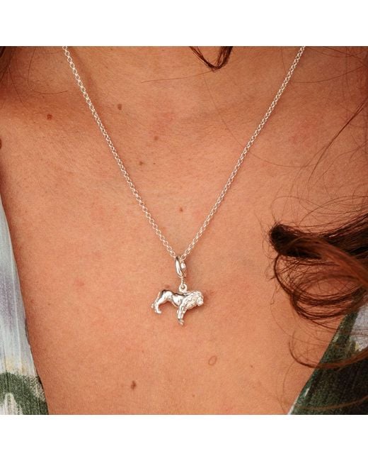 Lily Charmed Metallic Sterling Lion Charm Necklace