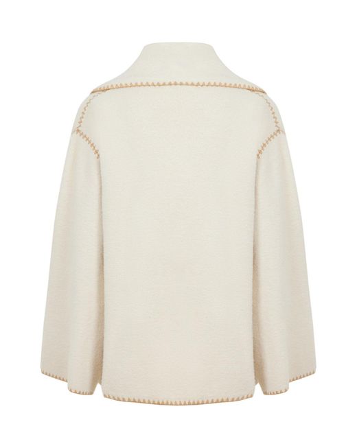 Nocturne White Neutrals Knit Cardigan With Removable Scarf
