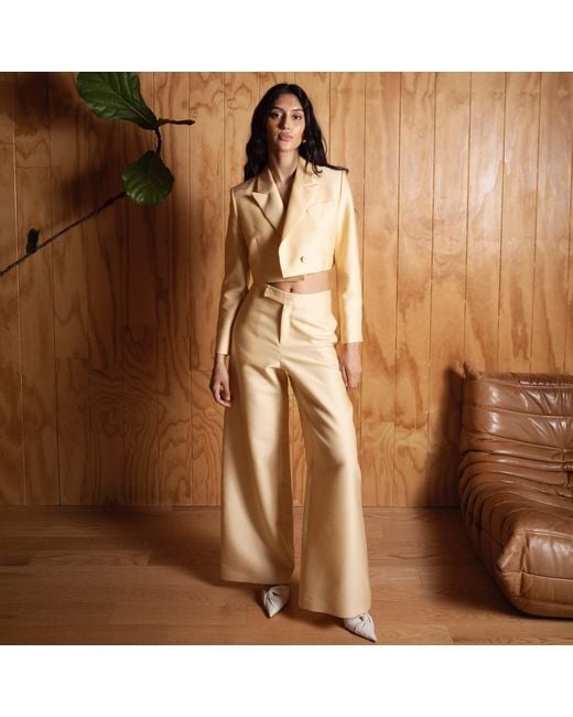 Delfi Collective White Cropped Suiting Banana Blazer