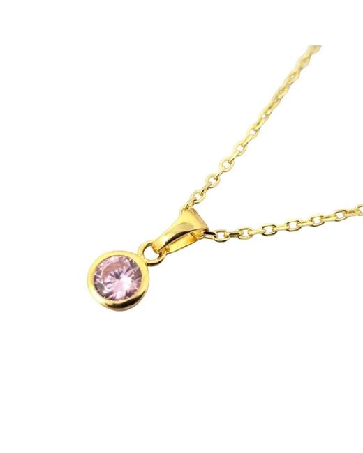 Harfi Metallic Mini Round Rose Quartz October Birthstone Pendant Necklace