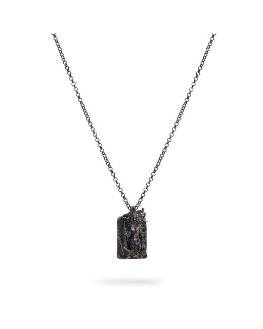 Ebru Jewelry Black Santa Muerte Sterling Necklace for men