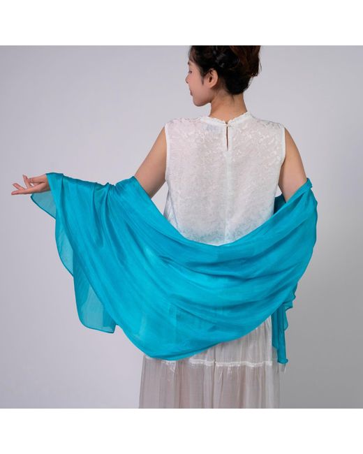Silk and Bears Blue Mulberry Silk Scarf – Lightweight Handmade Shawl
