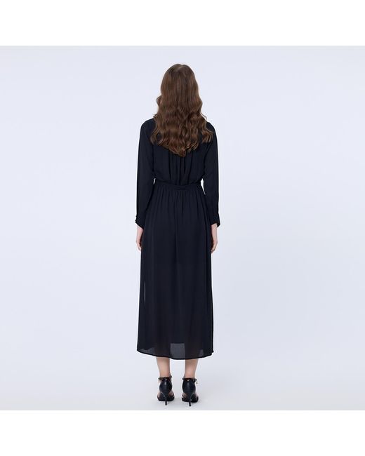 Smart and Joy Black V-Neckline Long Blouse-Dress