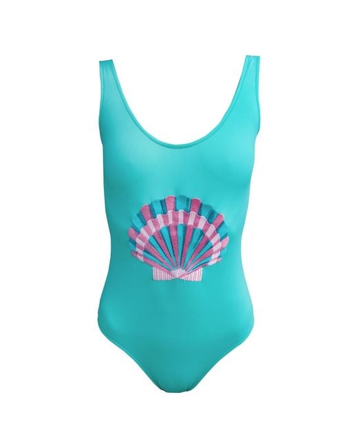 My Pair Of Jeans Blue Seashell Embroidered Swimsuit