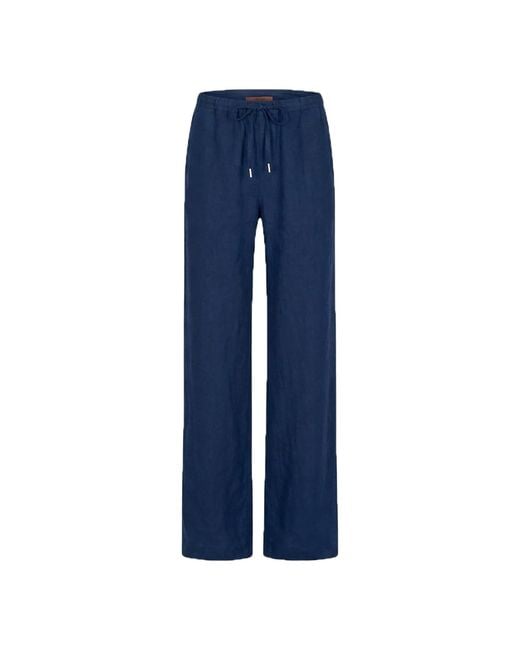 Maison Tangerine Blue Linen Wide Leg Long Trousers Deep For