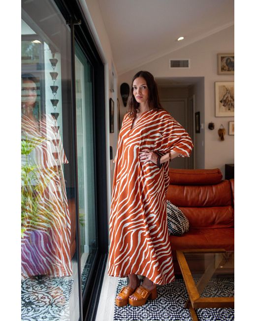 Jennafer Grace Red Talitha Cinched Waist Caftan