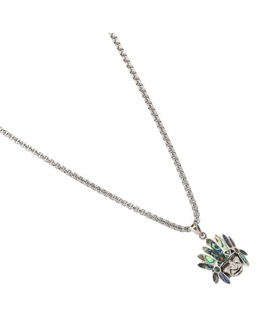 Ebru Jewelry Metallic Mystic Pearl Inlay Chief Pendant Necklace for men