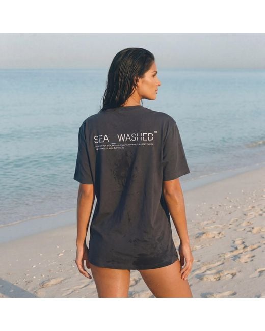 Sea_Washed Blue Classic Statement Tee-Blu