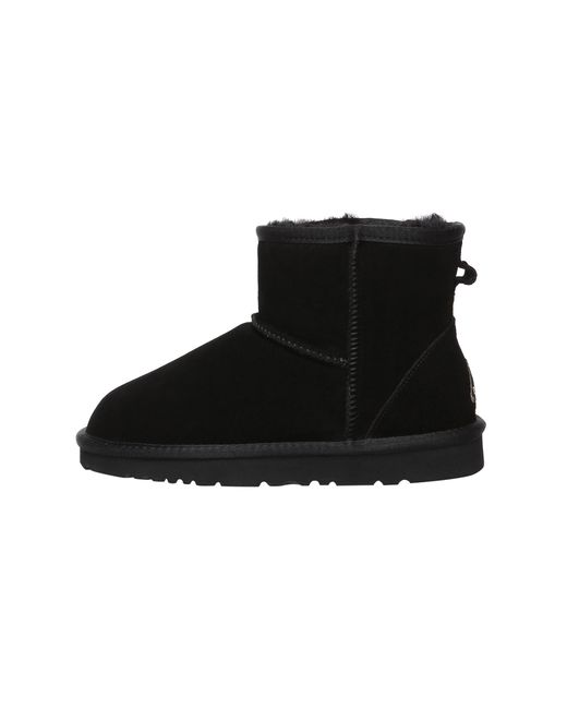 EverAu Australia Black Ostrich Leather Short Boots