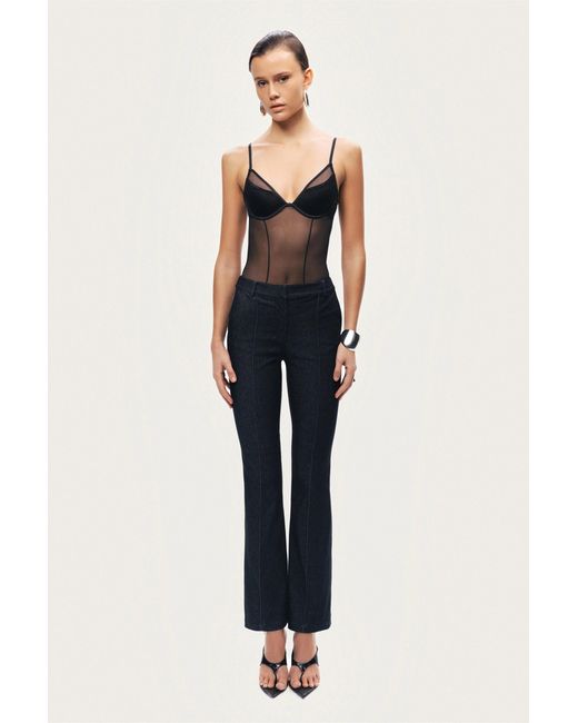 Nocturne Black High-Rise Tailored Straight-Leg Pants