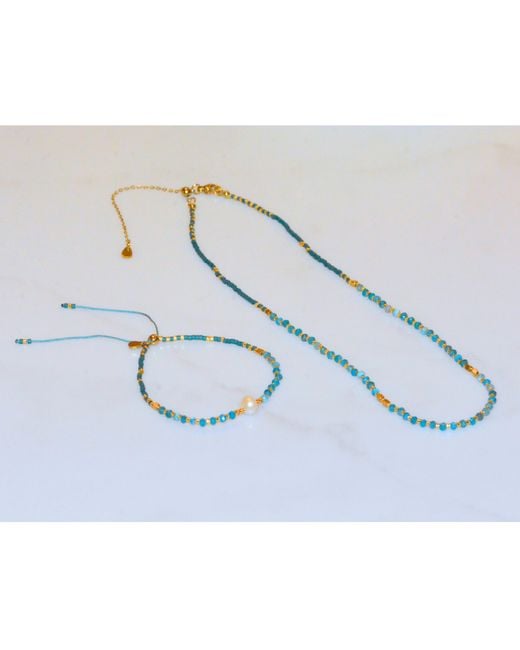 KAMARIA Metallic Lumira Mini Gemstone Necklace With Miyuki Beads