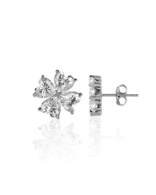 Ep Designs Metallic Flower Heart Shape Stud Earring