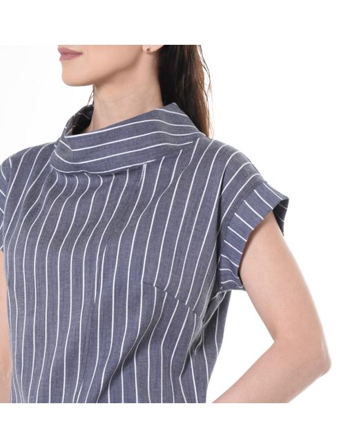 Metamorph Blue Midi Striped Denim Dress