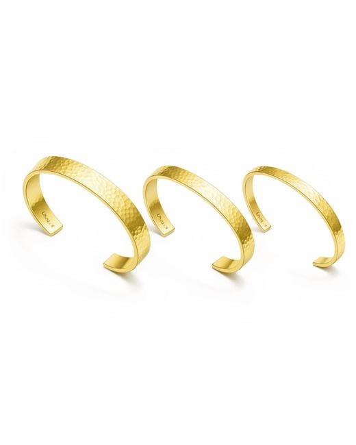 Unaloe Yellow Plated Rigid Bangle For With Small Hammered Band – Handmade Italian Jewelry for men