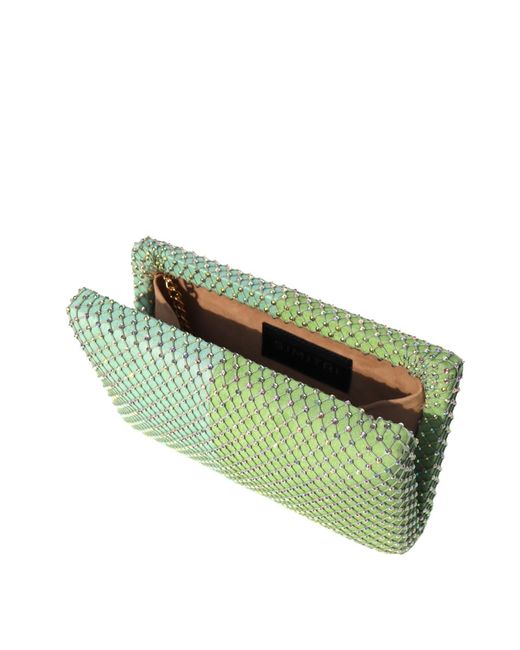 Simitri Green Pistachio Fishnet Crystal Clutch