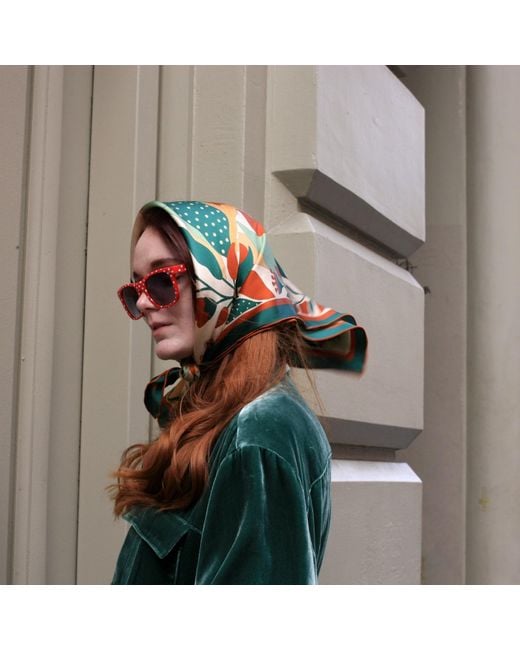 Jessie Zhao New York Green Double Sided Silk Scarf Of Wonderland