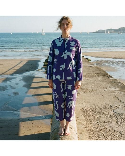 Wild Clouds Purple Organic Cotton & Linen Shirt