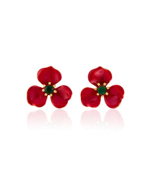 Milou Jewelry Red Petal Flower Earrings