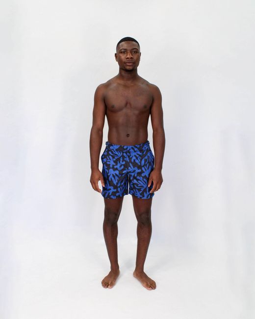 Lords of Harlech Blue Pool Loop Coral Canvas Swim Short for men