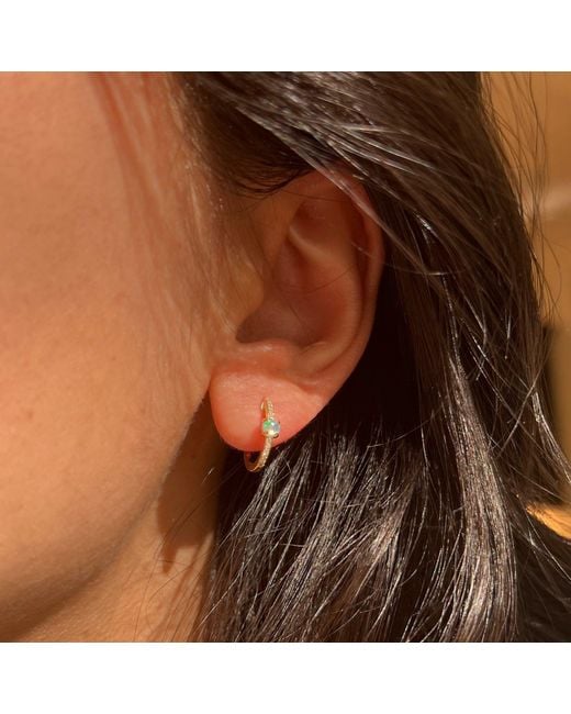 KAMARIA Metallic Ethiopian Opal & Diamond Huggie Earrings