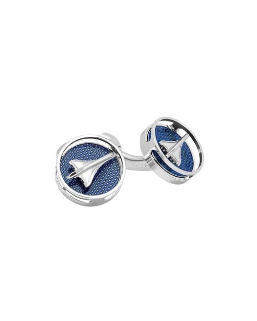 Tateossian Blue Rotating Concorde Cufflinks With Enamel for men