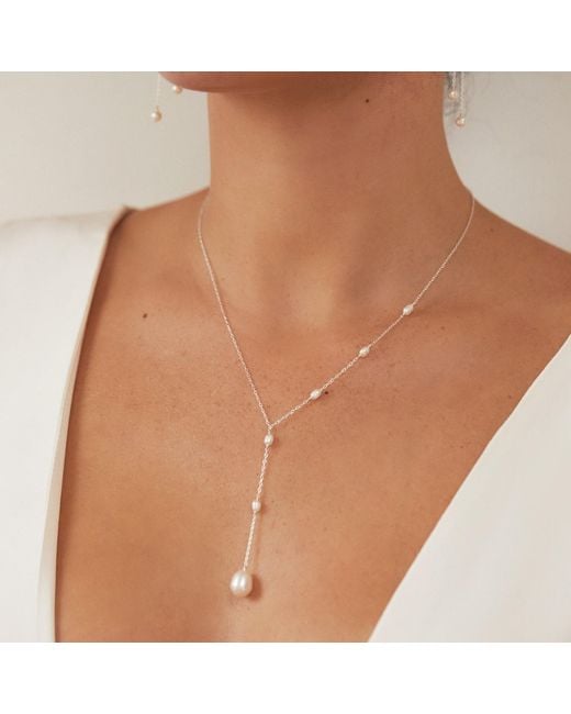 Lily & Roo Metallic Seed Pearl Lariat Necklace