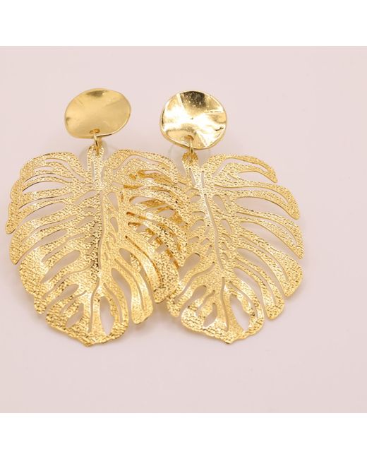 Nart Nature Making Art Metallic The Metal Monstera Earrings