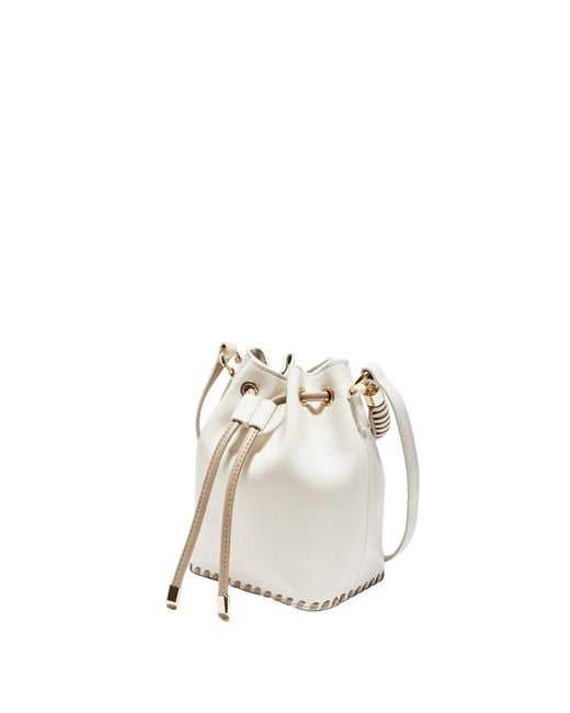 Saonara Brand White Mini Bucket Bag Ivory Leather