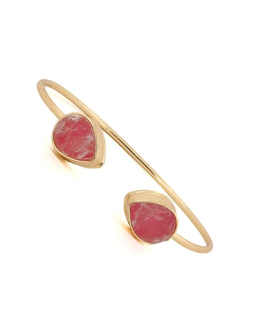 Ebru Jewelry Pink Cleopatra Agate Gemstone Cuff Bracelet
