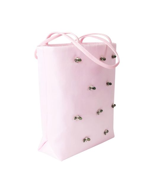 2KStyle Pink Satin Hand-Embellished Mini Tote Bag