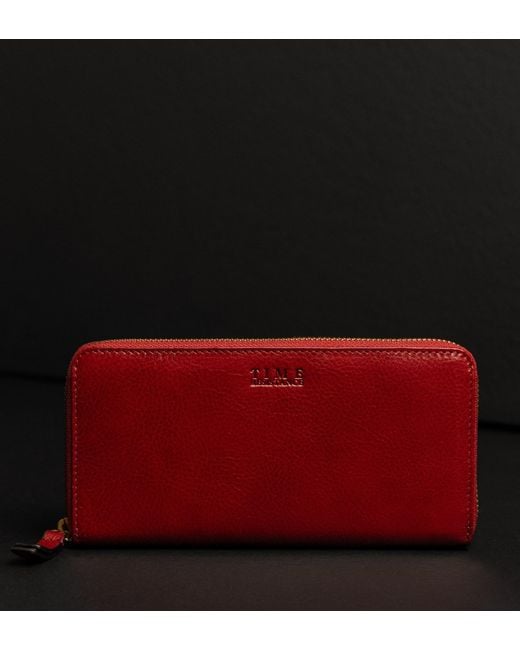 Time Resistance Red Leather Continental Wallet