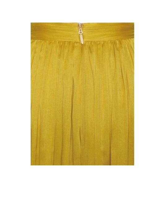 Miss Circle New York Yellow Xella Pleated Chiffon Maxi Dress