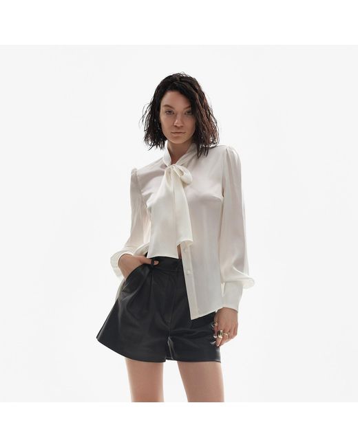 Lita Couture White Silk Pussy-Bow Shirt