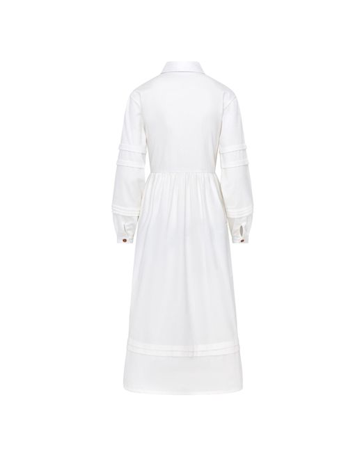Loom London White Isla Pleat Detail Shirt Dress
