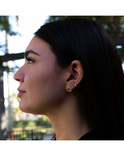 Ebru Jewelry Metallic Spiritual Guardian Evil Eye Diamond Sapphire Stud Earrings