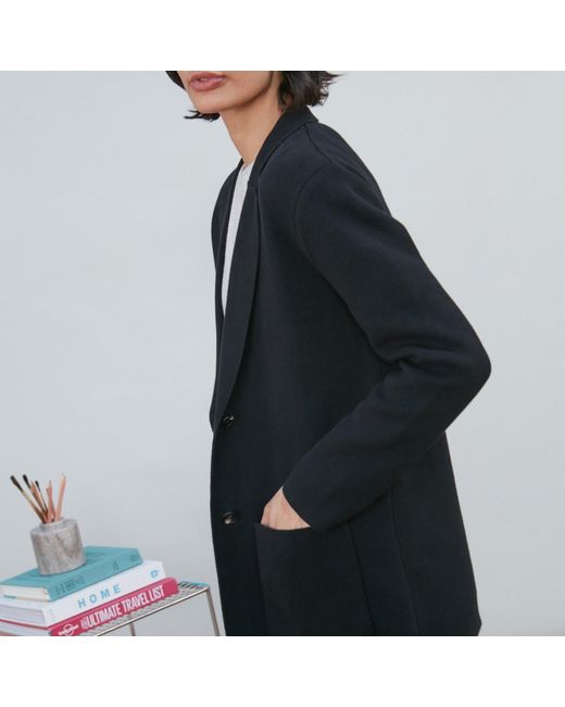 Paul James Knitwear Blue Midweight Cotton Tara Relaxed Fit Knitted Blazer