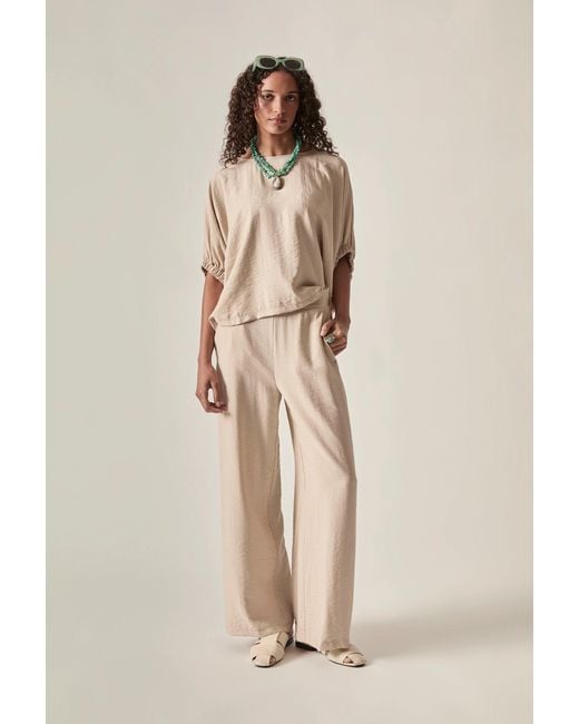 James Lakeland Natural Relaxed Gathered Sleeve Top – Oatmeal