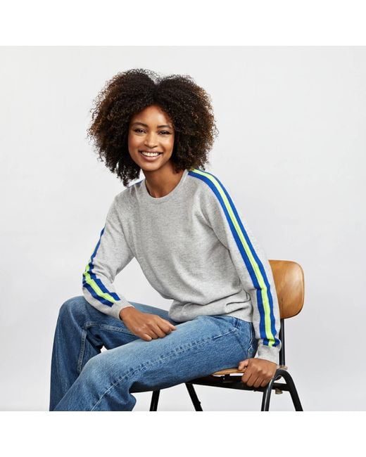 Cove Gray Neon Stripe Cashmere Jumper