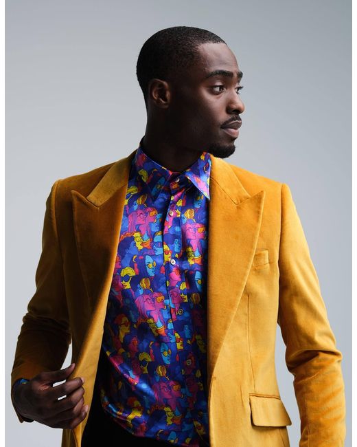 Gresham Blake Blue Ravers Silk Shirt for men