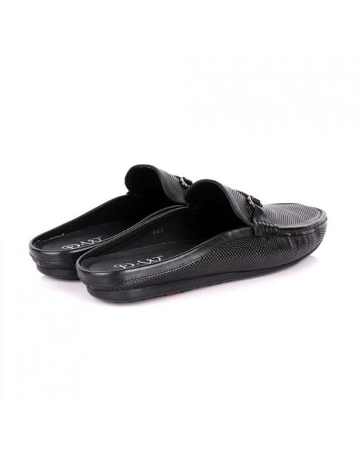 DAVID WEJ Black Soft Leather Slip On Loafers With Buckle – for men