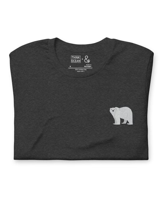 Anchor and Crew Black Heather Think Ocean Polar Bear Aspirations Cotton Embroidered T-Shirt