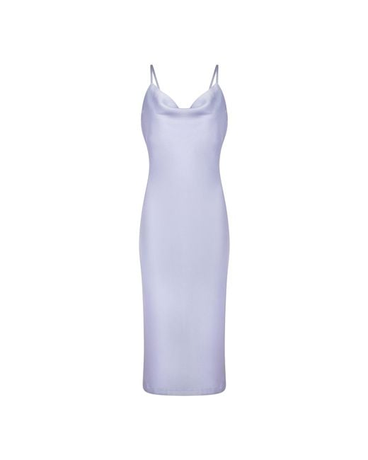 Urban Touch Purple Cowl Neck Satin Slip Midi Dress