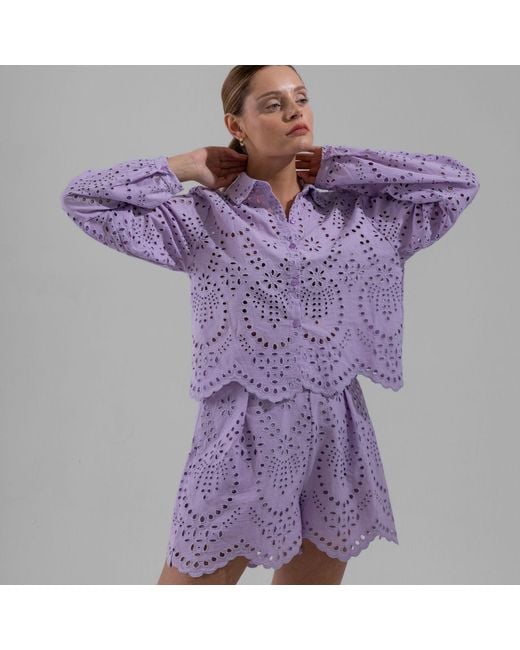 Thisisu Collection Purple Solstice Short -High Waist Broderie Short