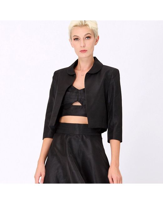 Smart and Joy Blue Taffeta Crop Jacket