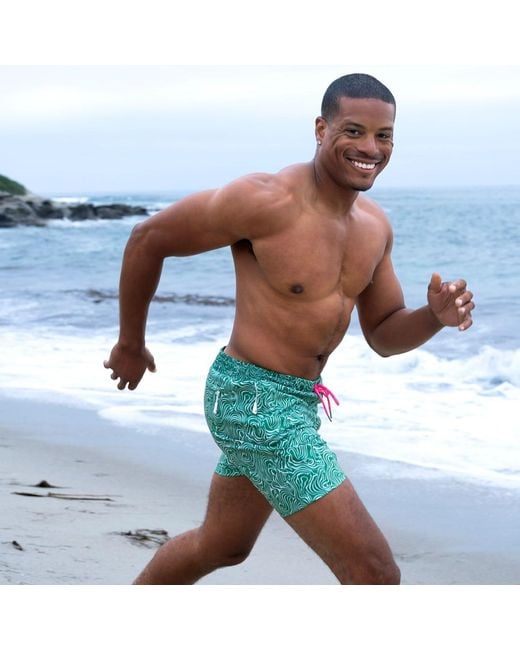 Live Kolibri Green Abstract Swim Trunks for men
