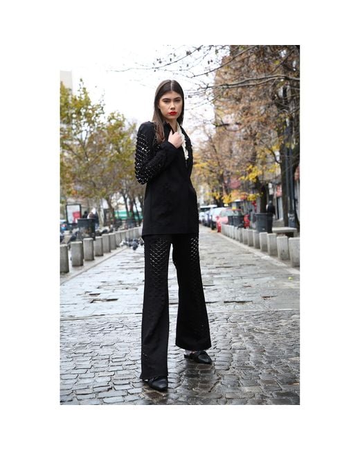 Silvia Serban Black Dragon Skin Laser Cut Suit