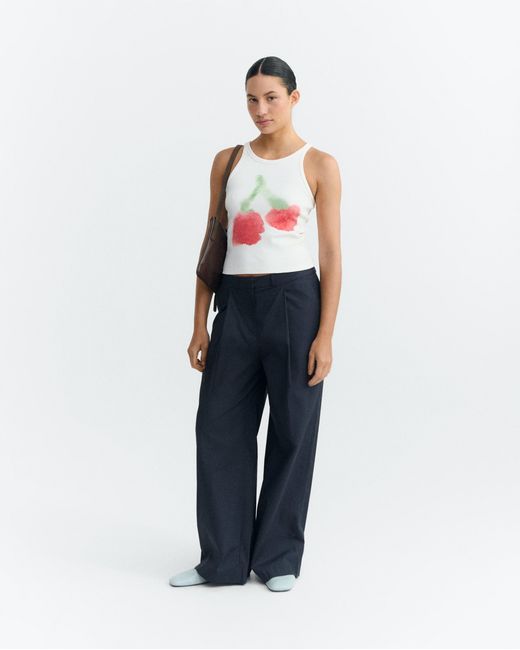 Thinking Mu White Halter Blurry Cherry Halter Top Harriet